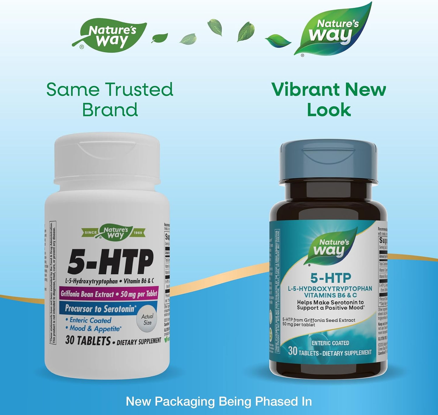 Nature's Way 5-HTP 50mg - Griffonia Bean Extract - Promotes Positive Mood - Serotonin Precursor - Gluten-Free - 30 Vegan Tablets