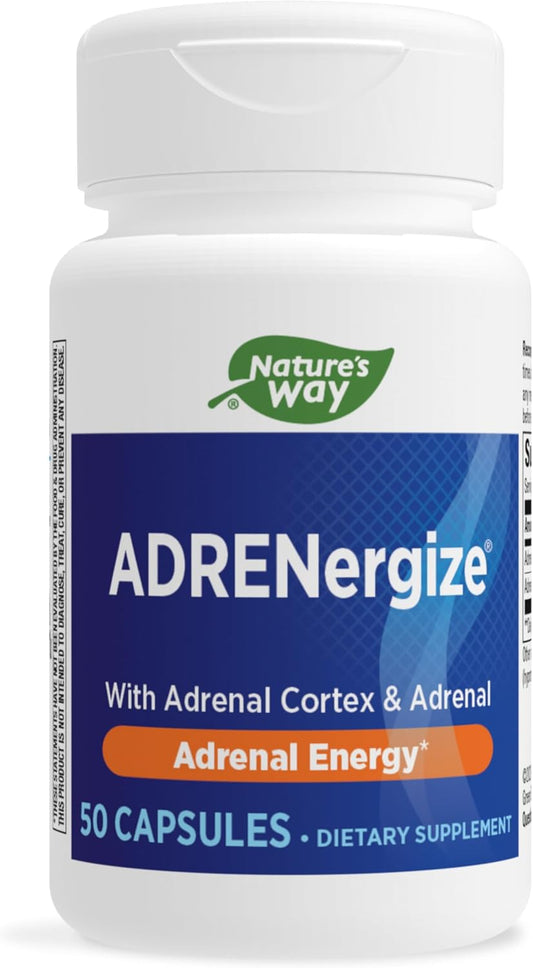 Nature's Way ADRENergize Capsules with Adrenal Cortex & Whole Adrenal for Energy Support - 50 Count