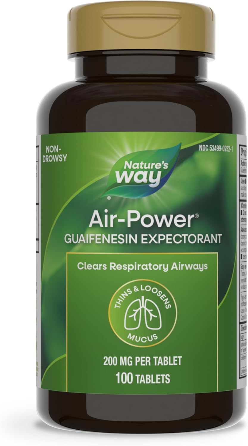 Nature's Way Air-Power Guaifenesin Expectorant Tablets for Clearing Airways and Mucus - Vegan - 100 Count