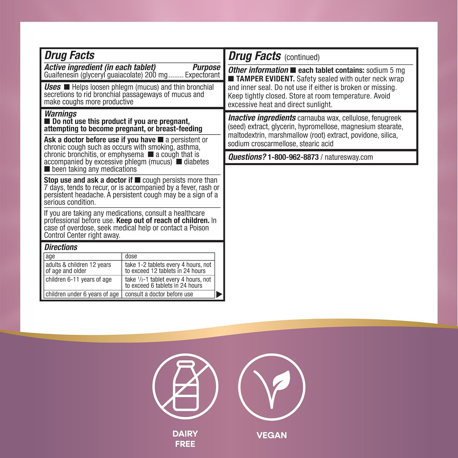 Nature's Way Air-Power Guaifenesin Expectorant Tablets for Clearing Airways and Mucus - Vegan - 100 Count