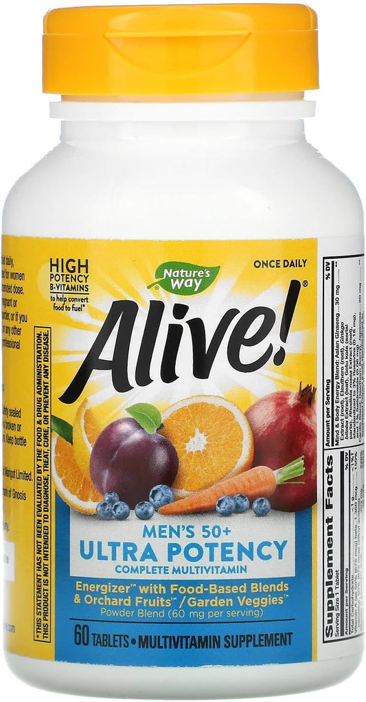 Nature's Way Alive! Men's 50+ Ultra Daily Multivitamin - 60 Tablets for Men's Health