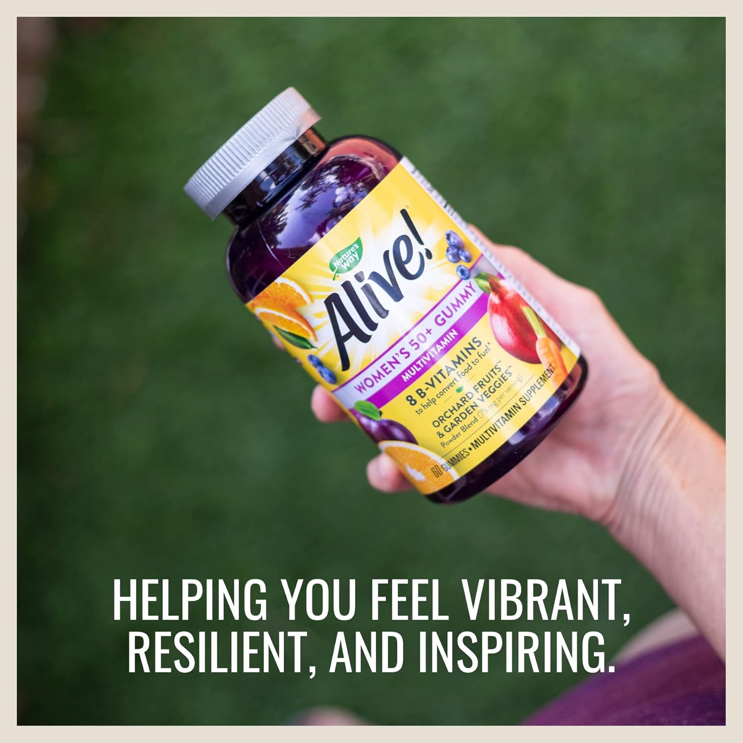Nature's Way Alive! Women’s and Men’s 50+ Gummy Multivitamins with B-Vitamins, 60 Gummies, Delicious Flavors