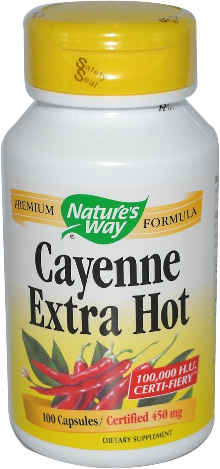 Nature's Way Cayenne Pepper Capsules - 100 Count Bottle - Natural Digestive Aid and Immune Support Supplement