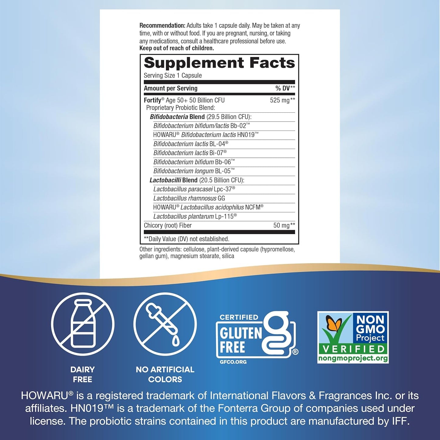 Nature’s Way Fortify Extra Strength Probiotic for Adults 50+, 50 Billion Live Cultures, 11 Strains, Prebiotics, Digestive & Immune Support, Colon Health, 30 Capsules