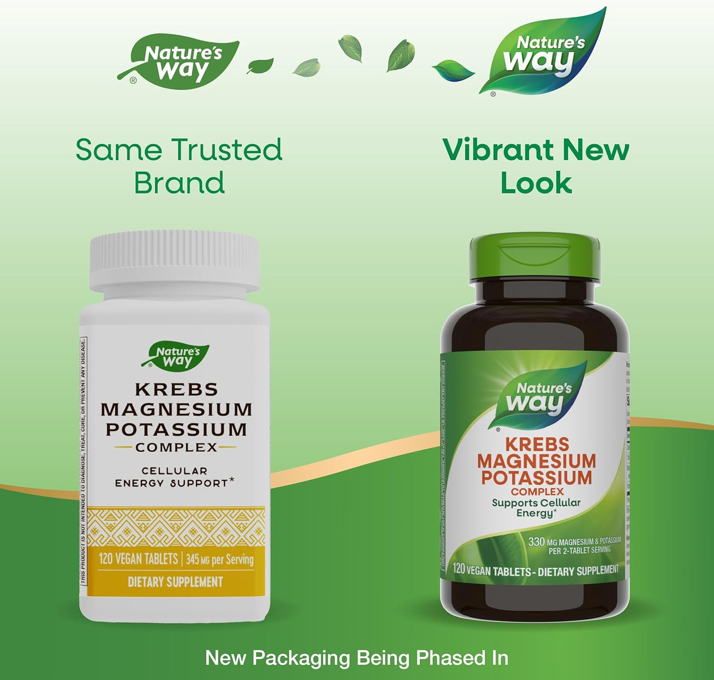 Nature's Way Krebs Magnesium Potassium Complex - Cellular Energy Support, Magnesium Lysinate & Malate, Potassium Citrate, Vegan, Gluten & Dairy Free - 120 Tablets
