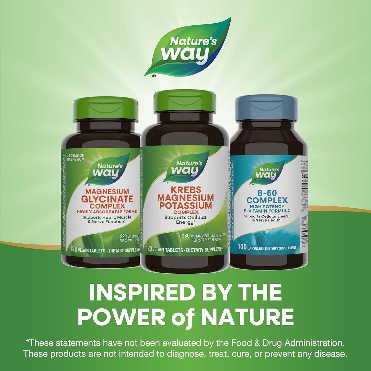 Nature's Way Krebs Magnesium Potassium Complex - Cellular Energy Support, Magnesium Lysinate & Malate, Potassium Citrate, Vegan, Gluten & Dairy Free - 120 Tablets