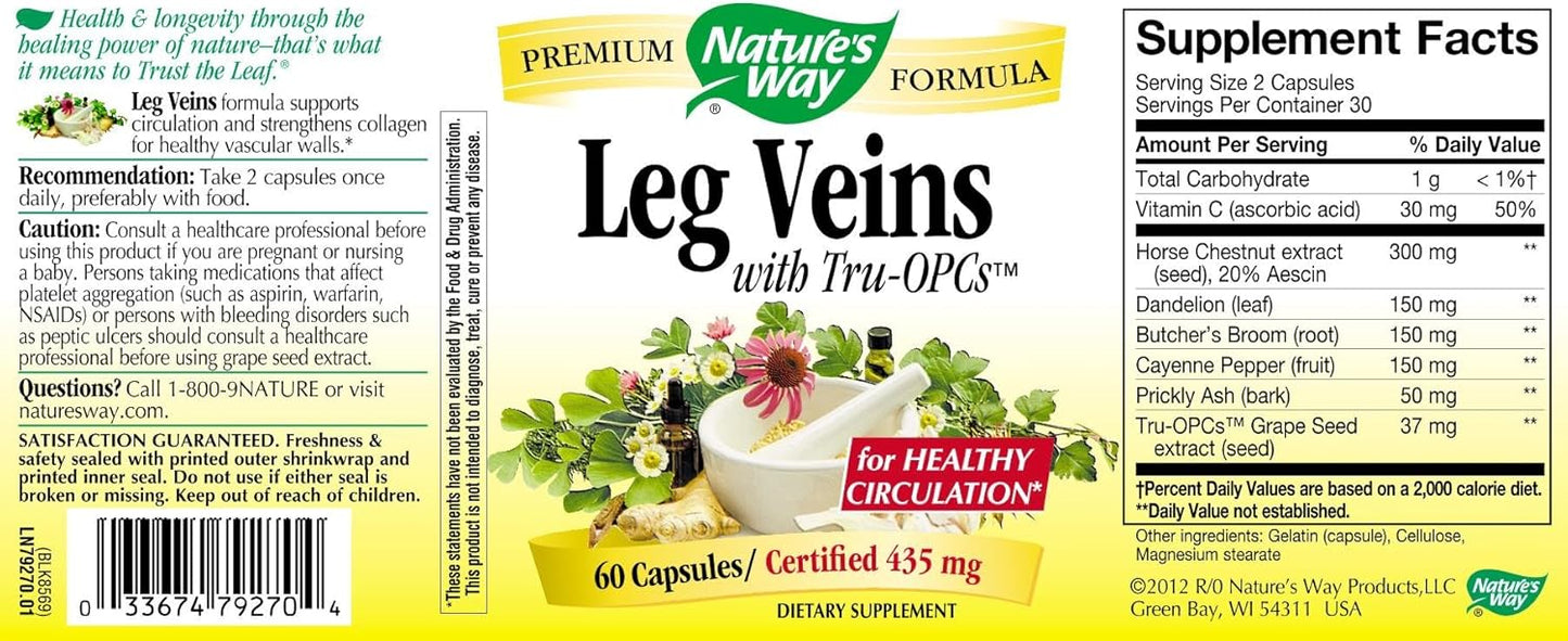 Natures Way Leg Veins 60 Capsules - Natural Support for Leg Health