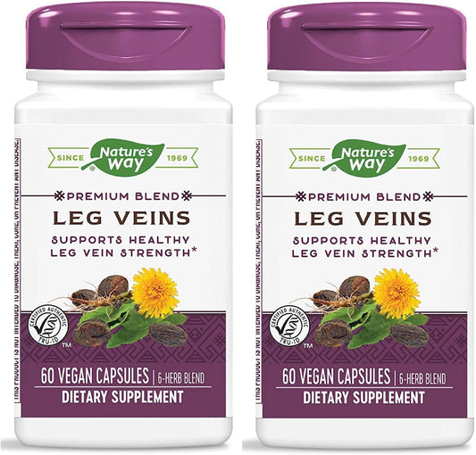 Nature's Way Leg Veins Supplement with Horse Chestnut, Butcher's Broom, Cayenne Pepper, Dandelion, Prickly Ash, Grape Seed & Vitamin C - 60 Vegan Capsules