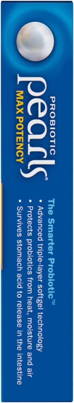Nature's Way Max Potency Probiotic Pearls - Digestive, Immune & Colon Health Support - 5 Billion Live Cultures - No Refrigeration Needed - 30 Softgels