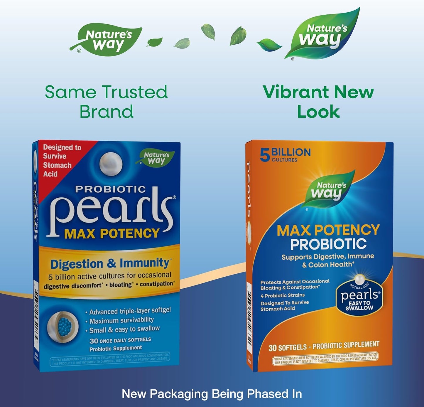 Nature's Way Max Potency Probiotic Pearls - Digestive, Immune & Colon Health Support - 5 Billion Live Cultures - No Refrigeration Needed - 30 Softgels