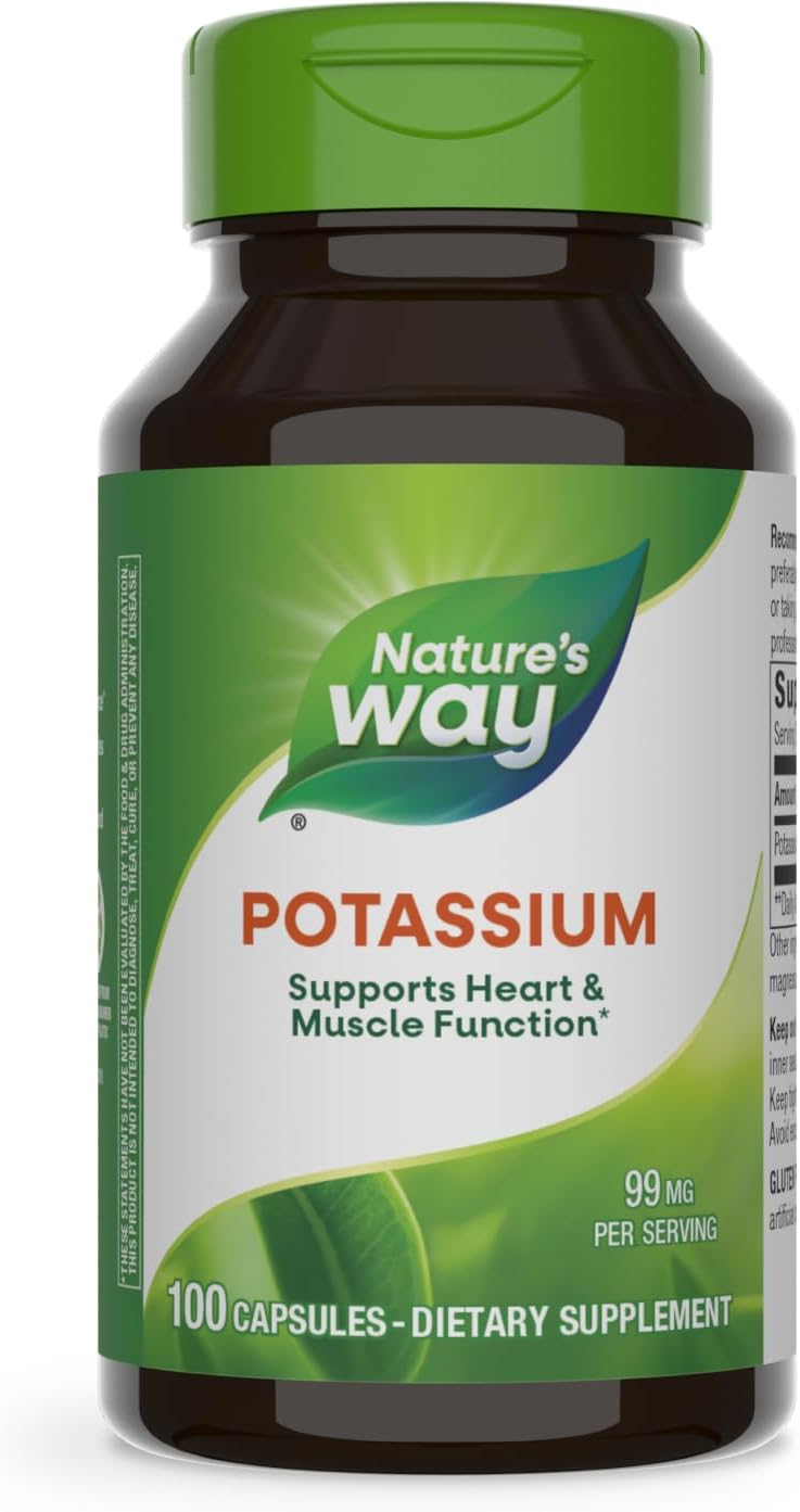 Nature's Way Potassium Complex Capsules, 99 mg per Serving, 100 Capsules, Pack of 3 - Dietary Supplement for Electrolyte Balance and Heart Health