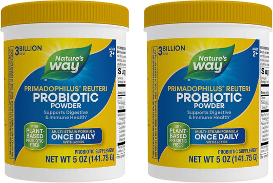 Nature's Way Primadophilus Reuteri Probiotic Powder - Multi-Strain Formula with Prebiotics - 3 Billion Live Cultures - 5 Oz, 2 Pack