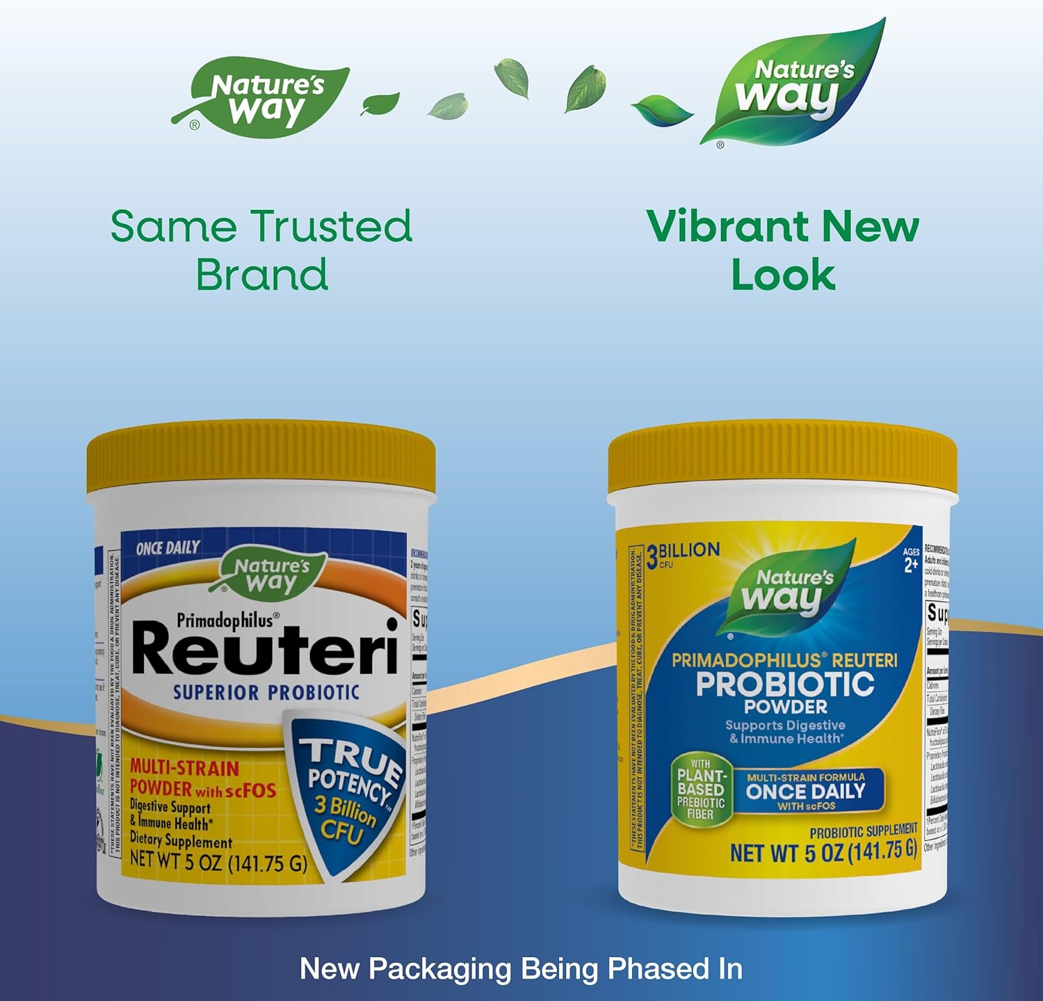 Nature's Way Primadophilus Reuteri Probiotic Powder - Multi-Strain Formula with Prebiotics - 3 Billion Live Cultures - 5 Oz, 2 Pack