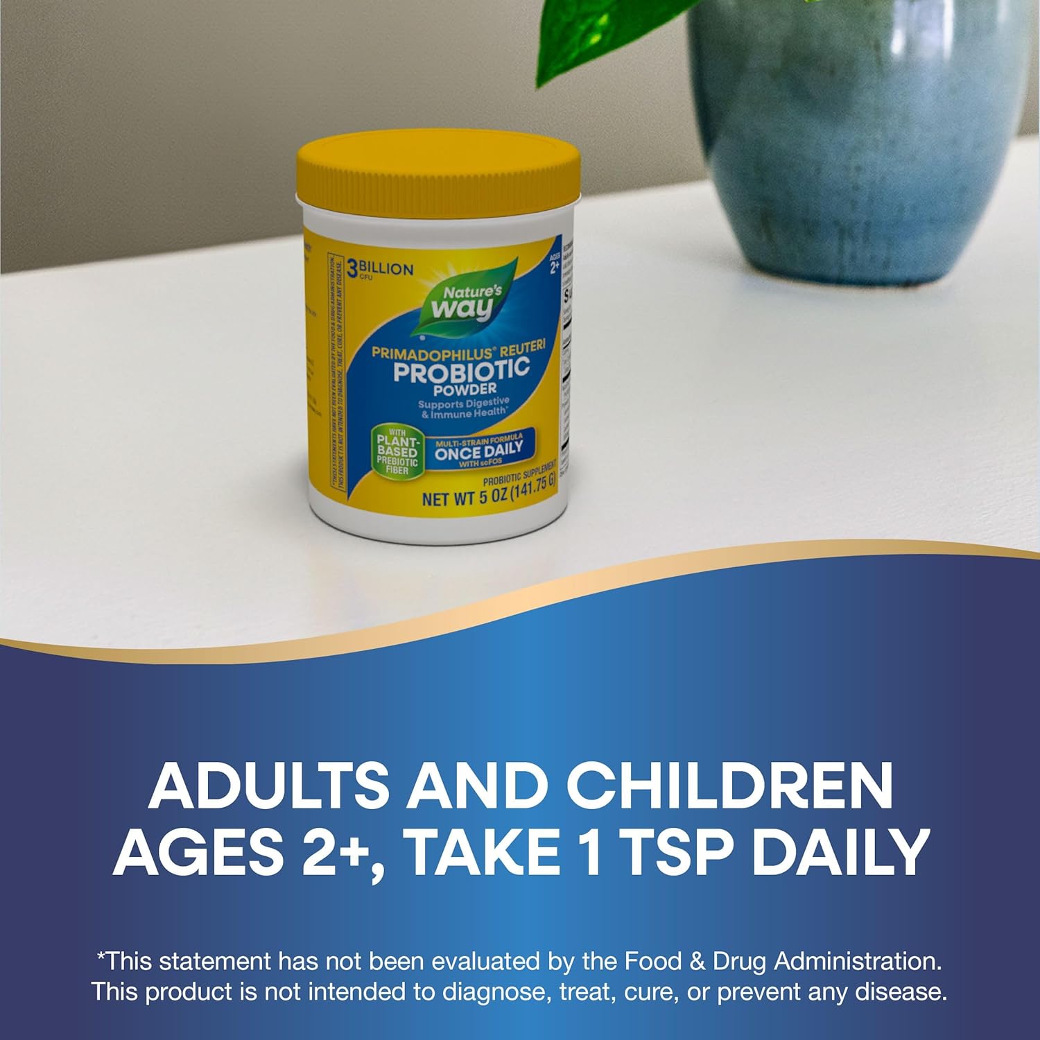 Nature's Way Primadophilus Reuteri Probiotic Powder - Multi-Strain Formula with Prebiotics - 3 Billion Live Cultures - 5 Oz, 2 Pack