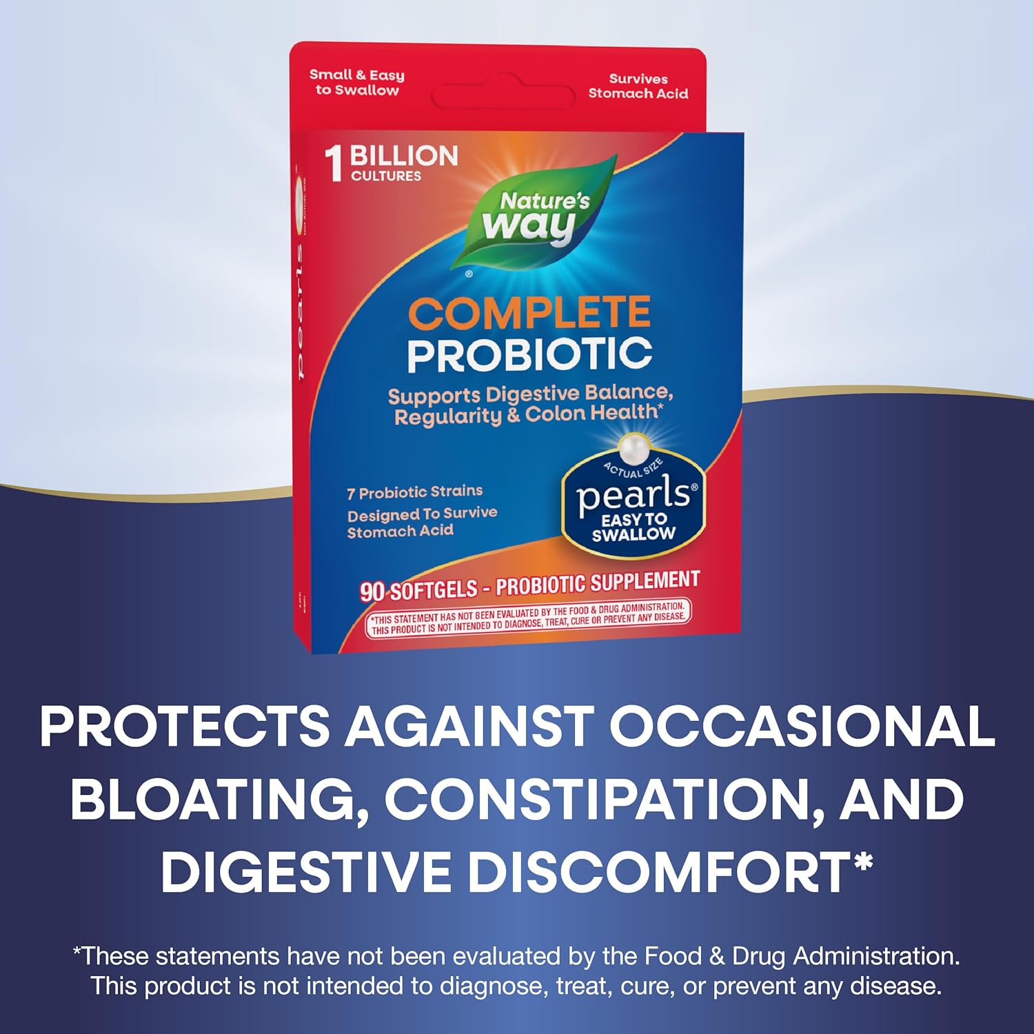 Nature's Way Probiotic Pearls for Digestive Balance, 1 Billion Live Cultures, Men and Women Supplement, No Refrigeration Needed, 90 Softgels