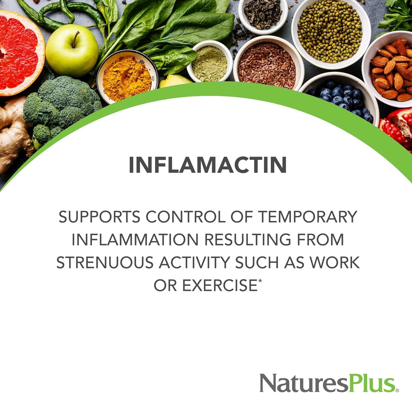 NaturesPlus InflamActin Herbal Supplement Capsules - Turmeric & Bromelain - Vegan, Gluten-Free - 30 Servings