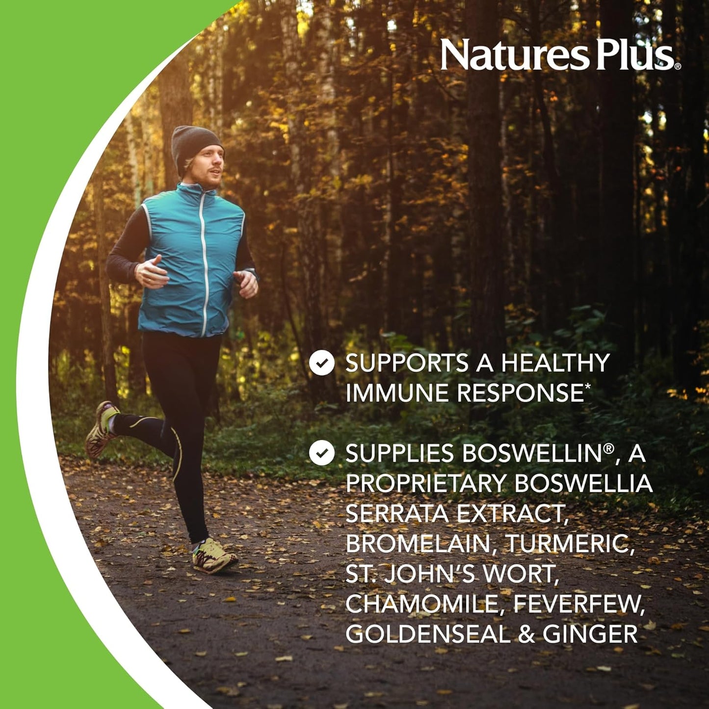 NaturesPlus InflamActin Herbal Supplement Capsules - Turmeric & Bromelain - Vegan, Gluten-Free - 30 Servings