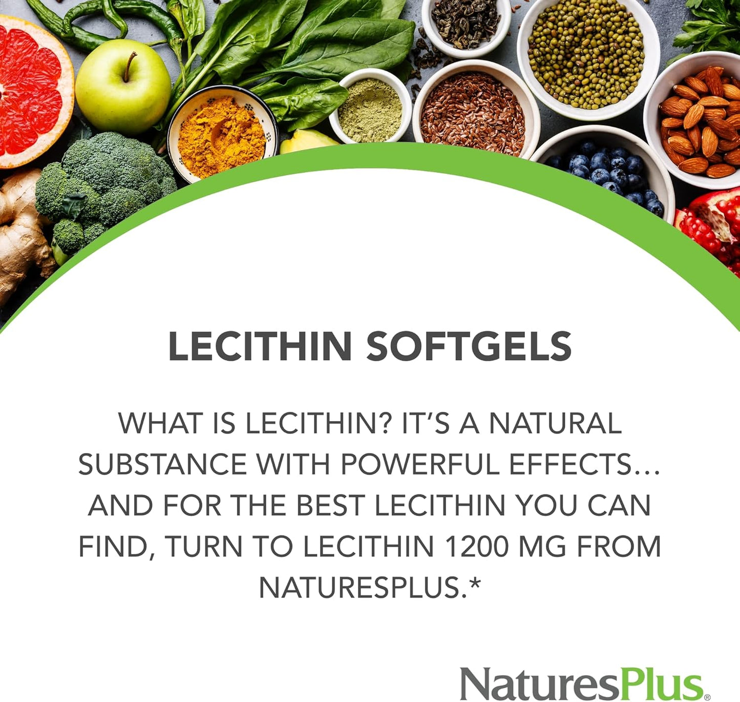 NaturesPlus Lecithin Softgels - 1,200 mg - 90 Count