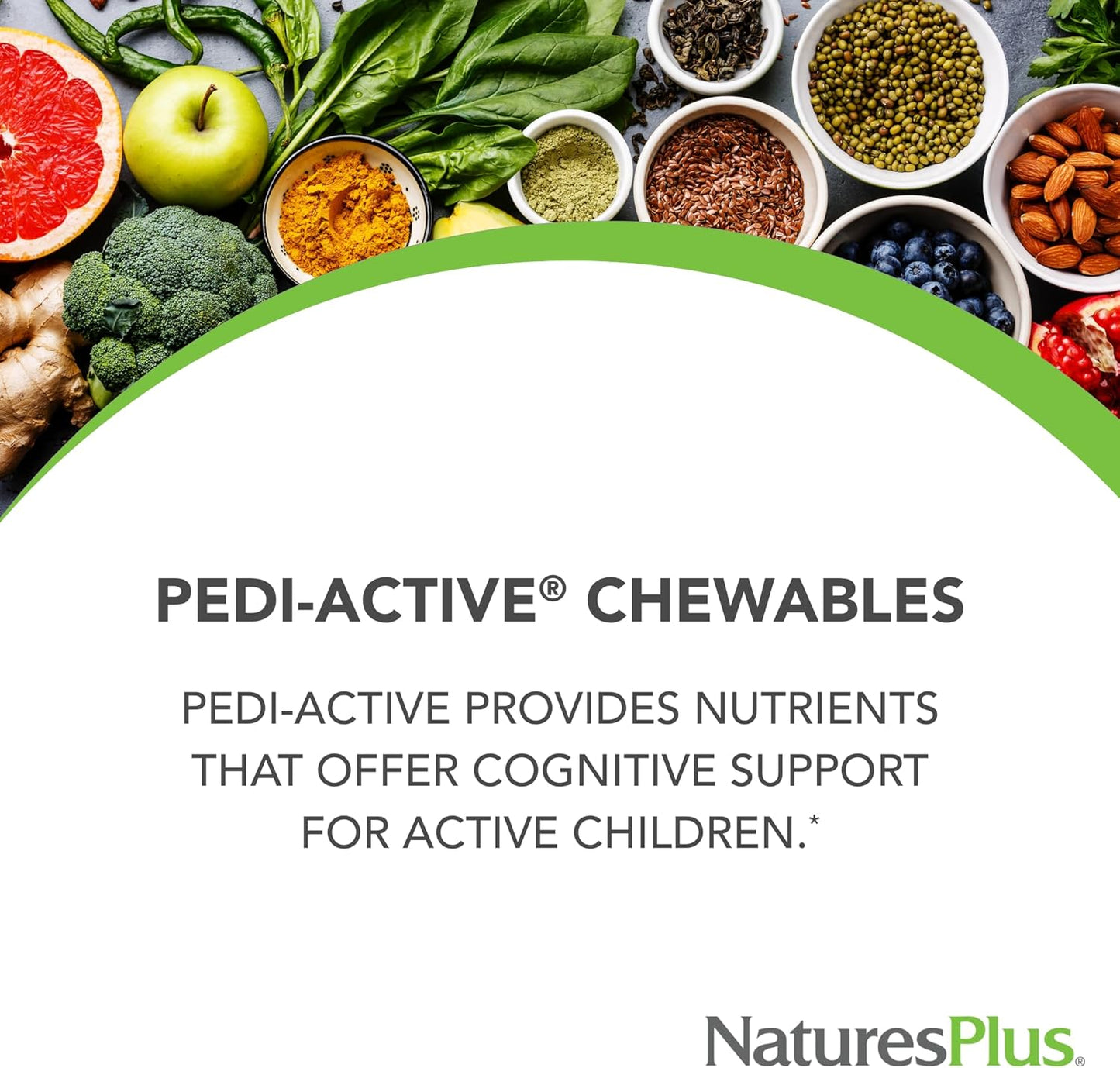 NaturesPlus Pedi-Active LECI-PS & DMAE Complex Chewable Tablets - Mixed Berry - Children's Brain Health & Focus Supplement - Vegetarian & Gluten-Free - 30 Servings