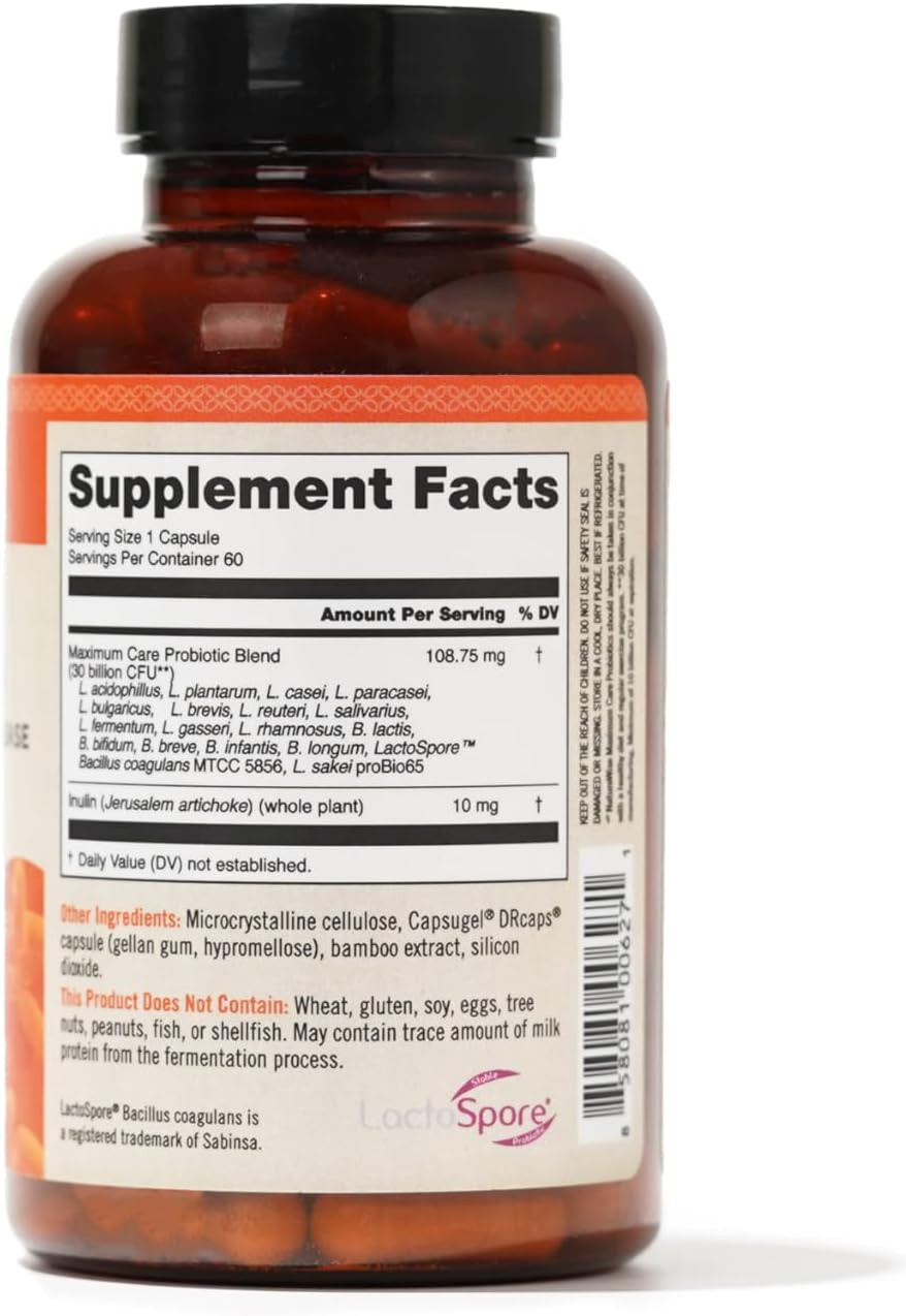 NatureWise Max Probiotics 30 Billion CFU with Prebiotics - Gut & Digestive Health Support - 60 Capsules