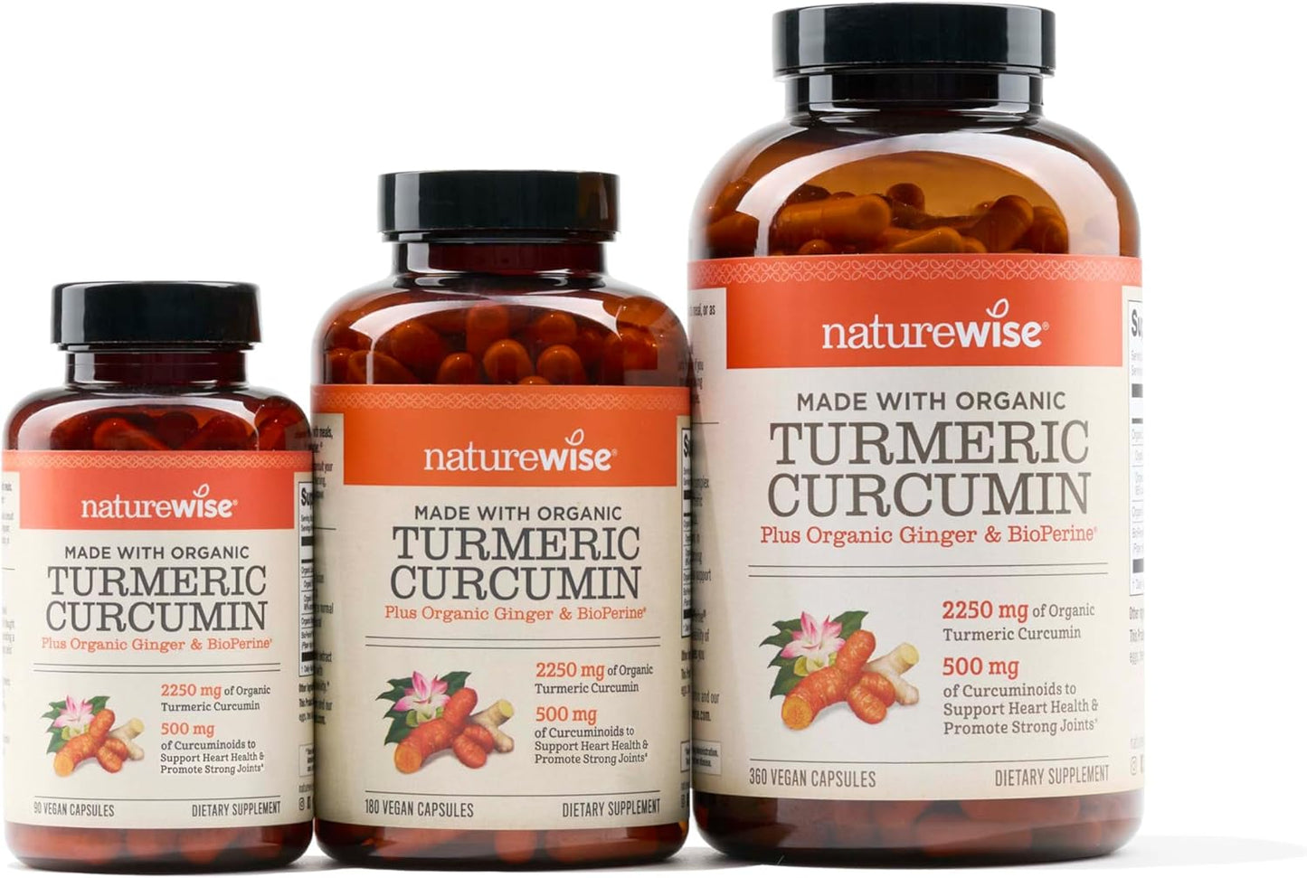 NatureWise Turmeric Curcumin 2250mg with BioPerine for Joint & Immune Health - Vegan, Non-GMO, 180 Capsules