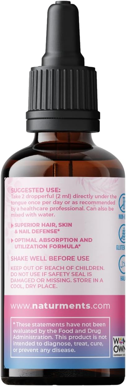 Naturments Liquid Biotin & Collagen Supplement for Hair, Skin, Nails, and Joints - Supports Healthy Growth - Men & Women - Non-GMO, Alcohol-Free, Sugar-Free - 2 Fl Oz