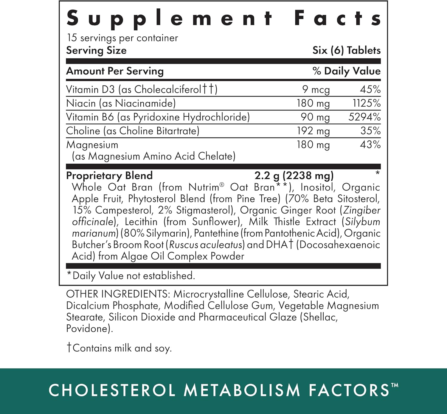 Naturopathic Cholesterol Metabolism Support Tablets - 90 Count - Enhances Circulation - Non-Statins & Red Yeast Rice - 15 Day Supply