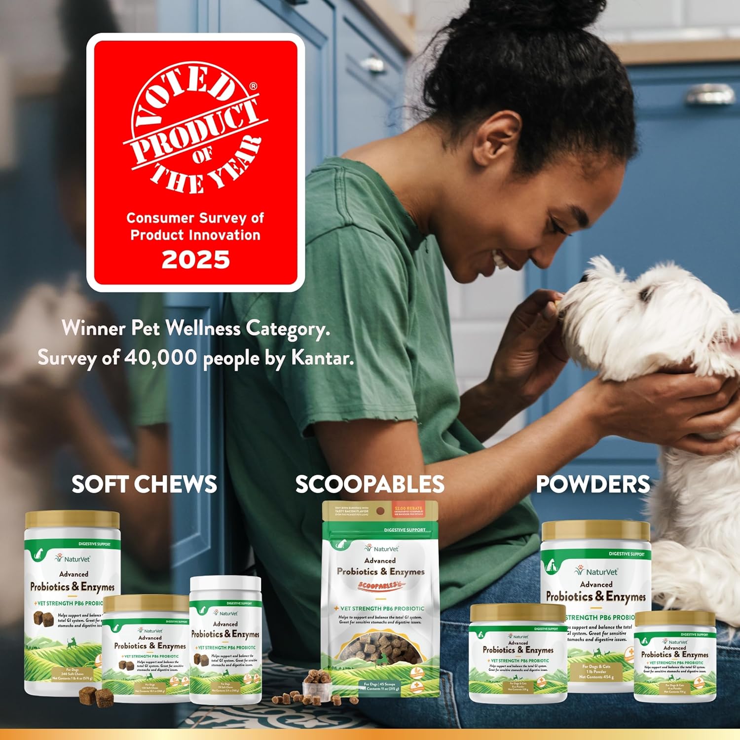 NaturVet Advanced Probiotic Soft Chews with Vet Strength PB6 - USA-Made with Global Ingredients - 70 Count