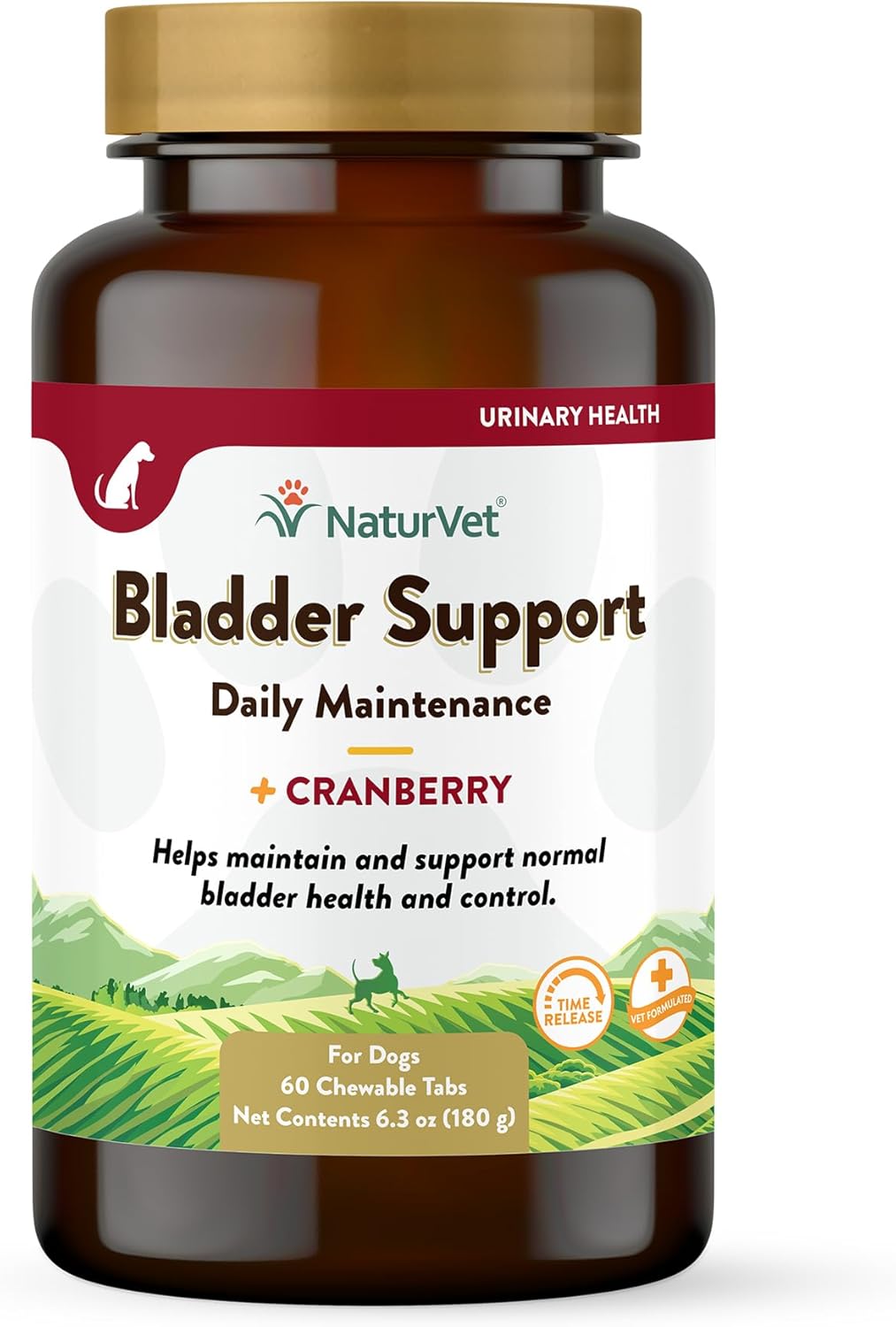 NaturVet Bladder Support with Cranberry for Dogs - Promotes Healthy Bladder & Urinary Function - 60 Chewable Tablets