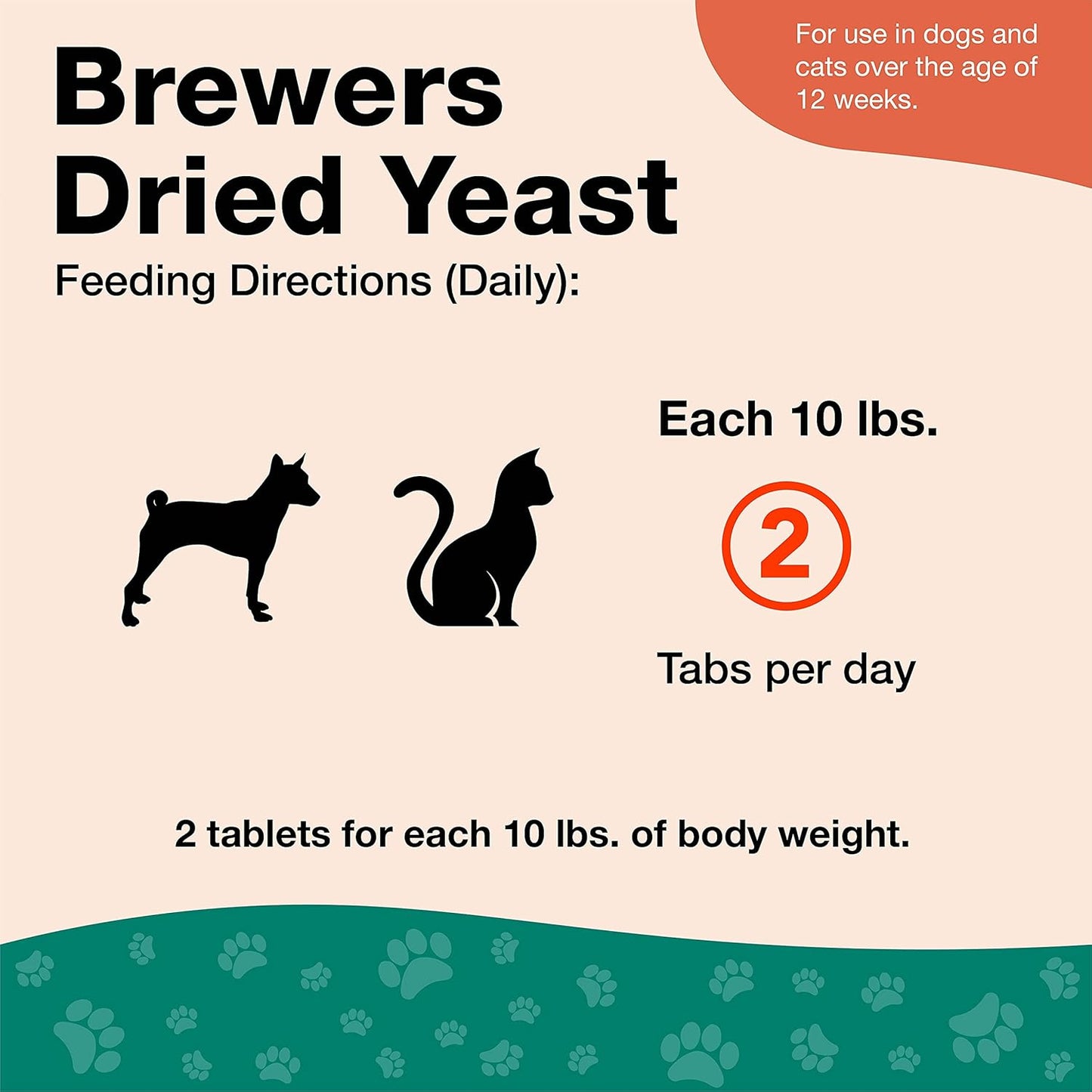 NaturVet Brewer’s Dried Yeast Pet Supplement with Garlic Flavoring - 5000 Ct - Supports Healthy Skin & Coat for Dogs and Cats