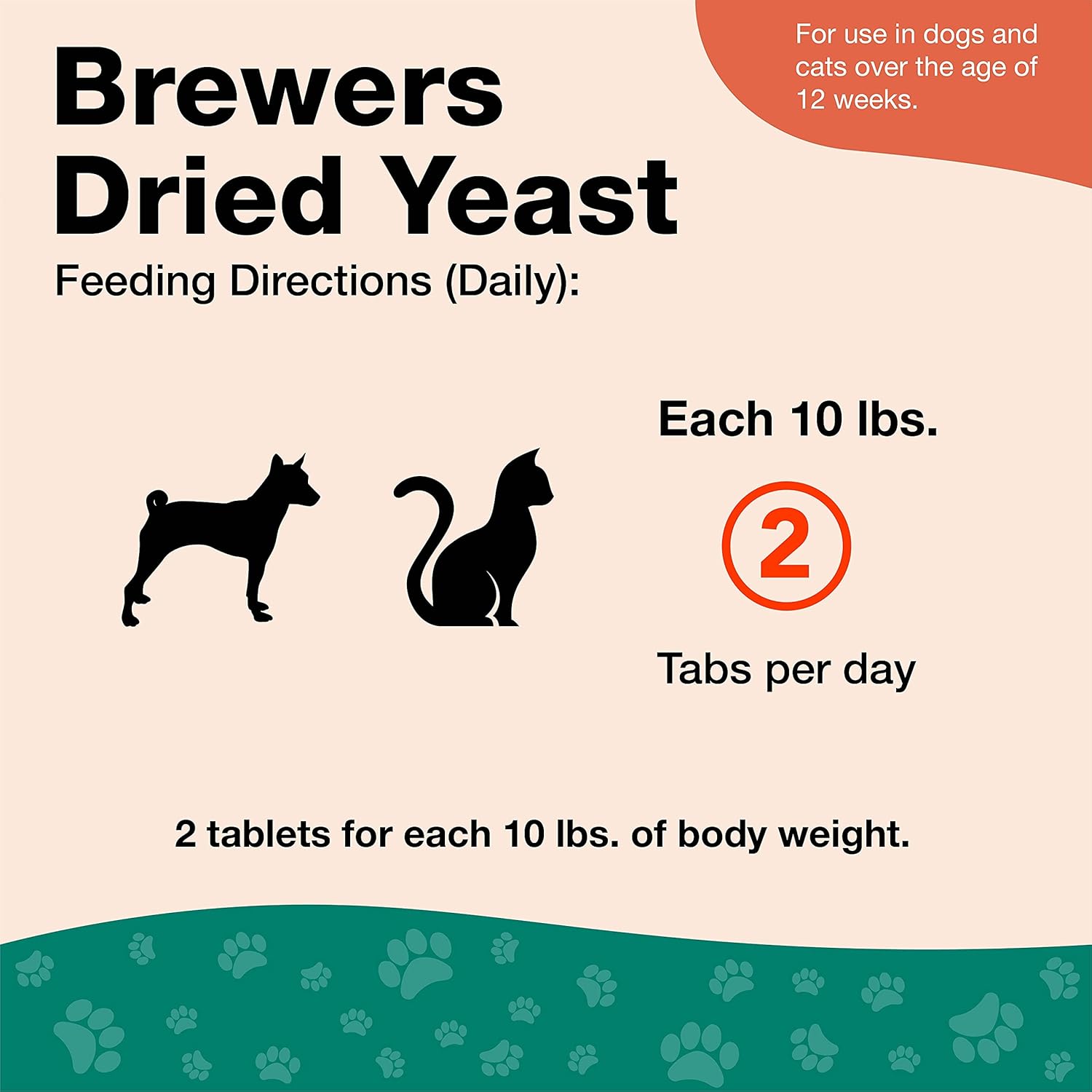 NaturVet Brewer’s Dried Yeast Pet Supplement with Garlic Flavoring - 5000 Ct - Supports Healthy Skin & Coat for Dogs and Cats