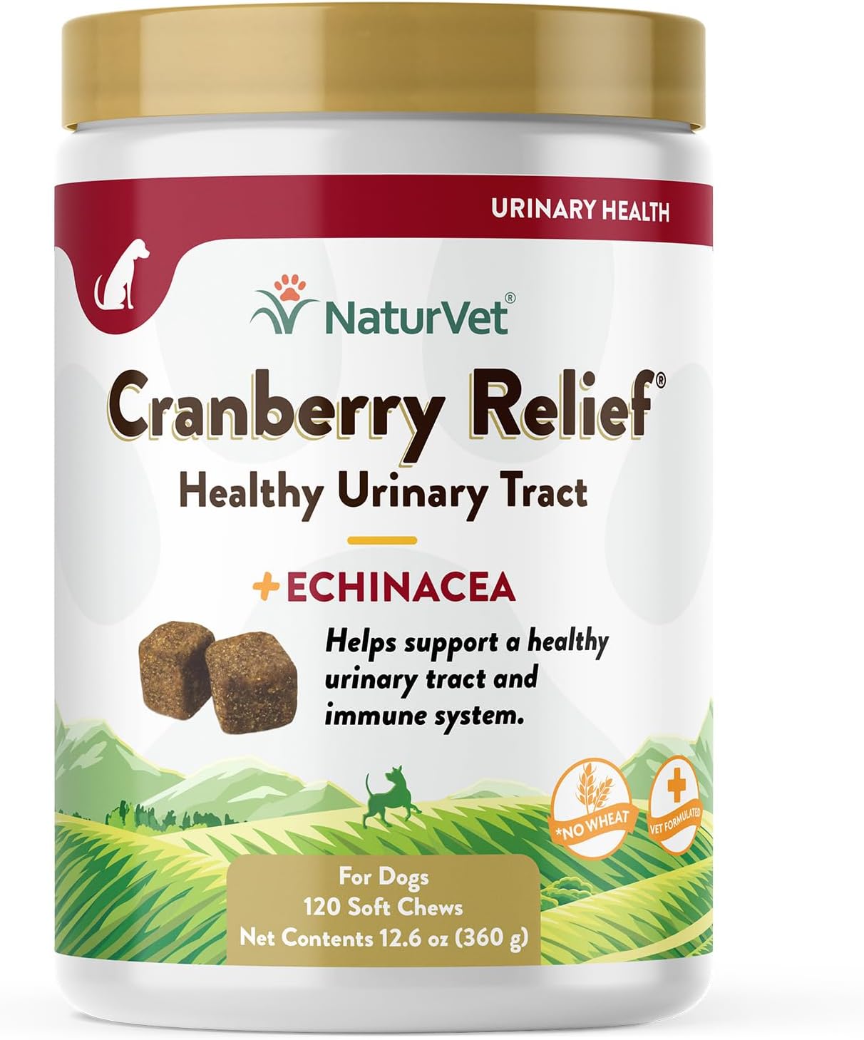 NaturVet Cranberry Relief Plus Echinacea Soft Chews - Promotes Urinary Tract & Immune Health - 120 Count