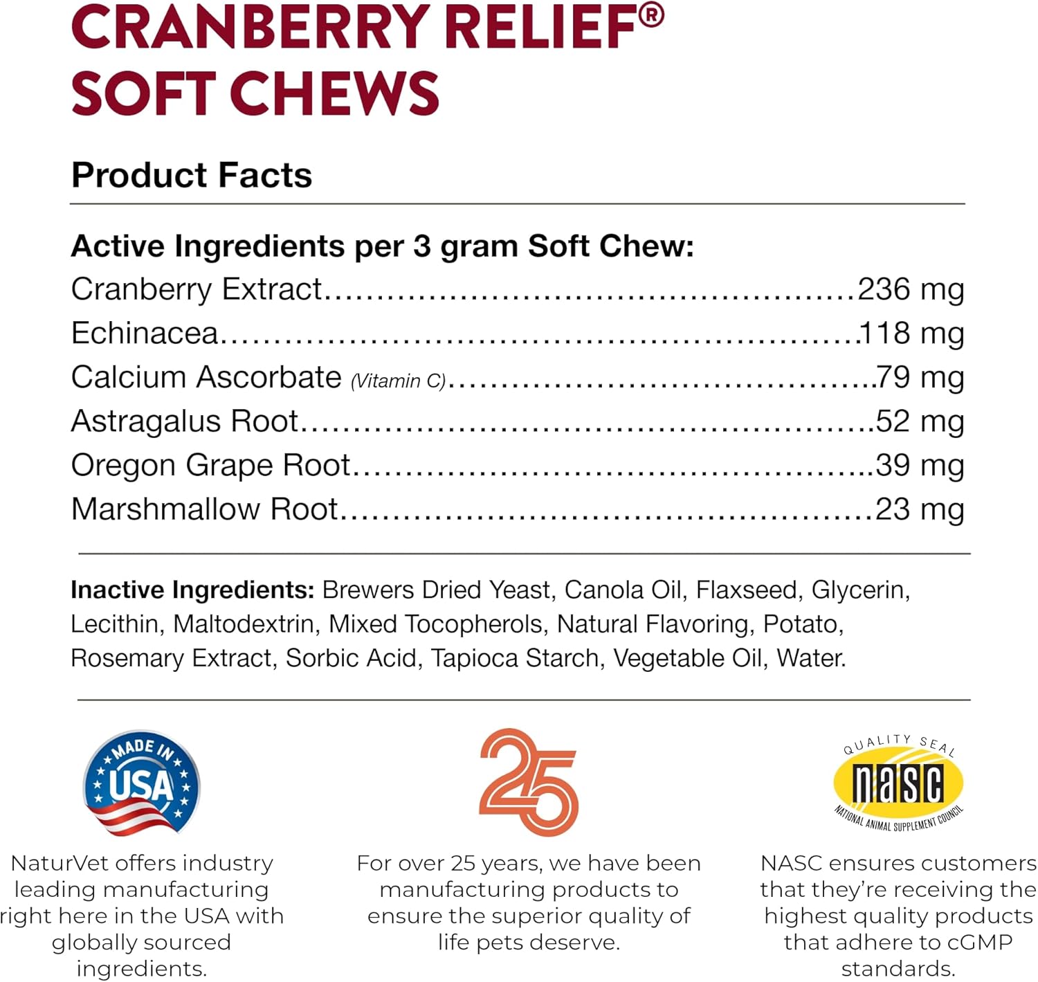 NaturVet Cranberry Relief Plus Echinacea Soft Chews - Promotes Urinary Tract & Immune Health - 120 Count