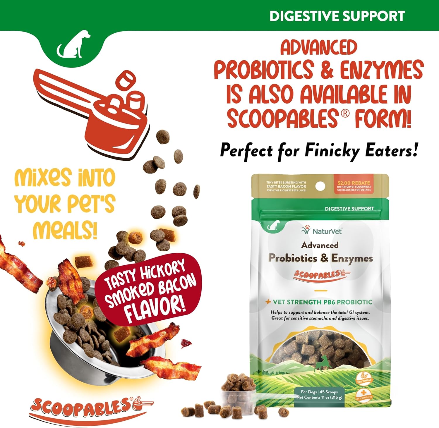 NaturVet Probiotics & Enzymes for Pets with Sensitive Stomachs - Vet Strength PB6 Probiotic - 240 ct
