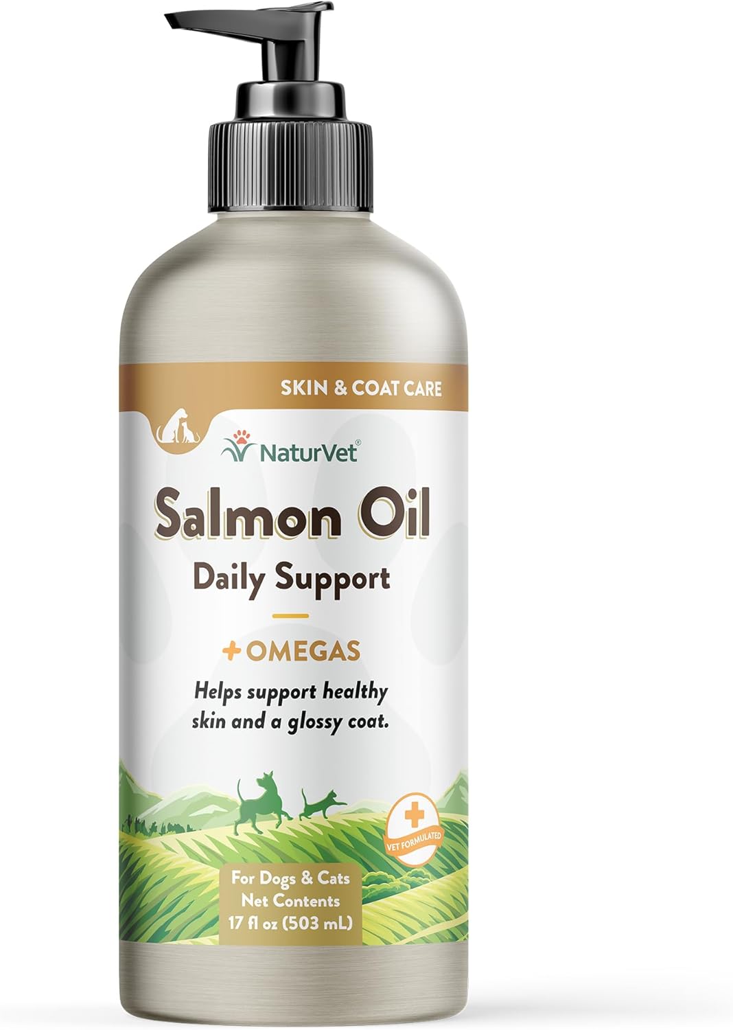 NaturVet Salmon Oil Skin & Coat Supplement for Dogs & Cats - Natural Omega-3 & 6 Fatty Acids - Promotes Healthy Skin & Glossy Coat - 17 oz