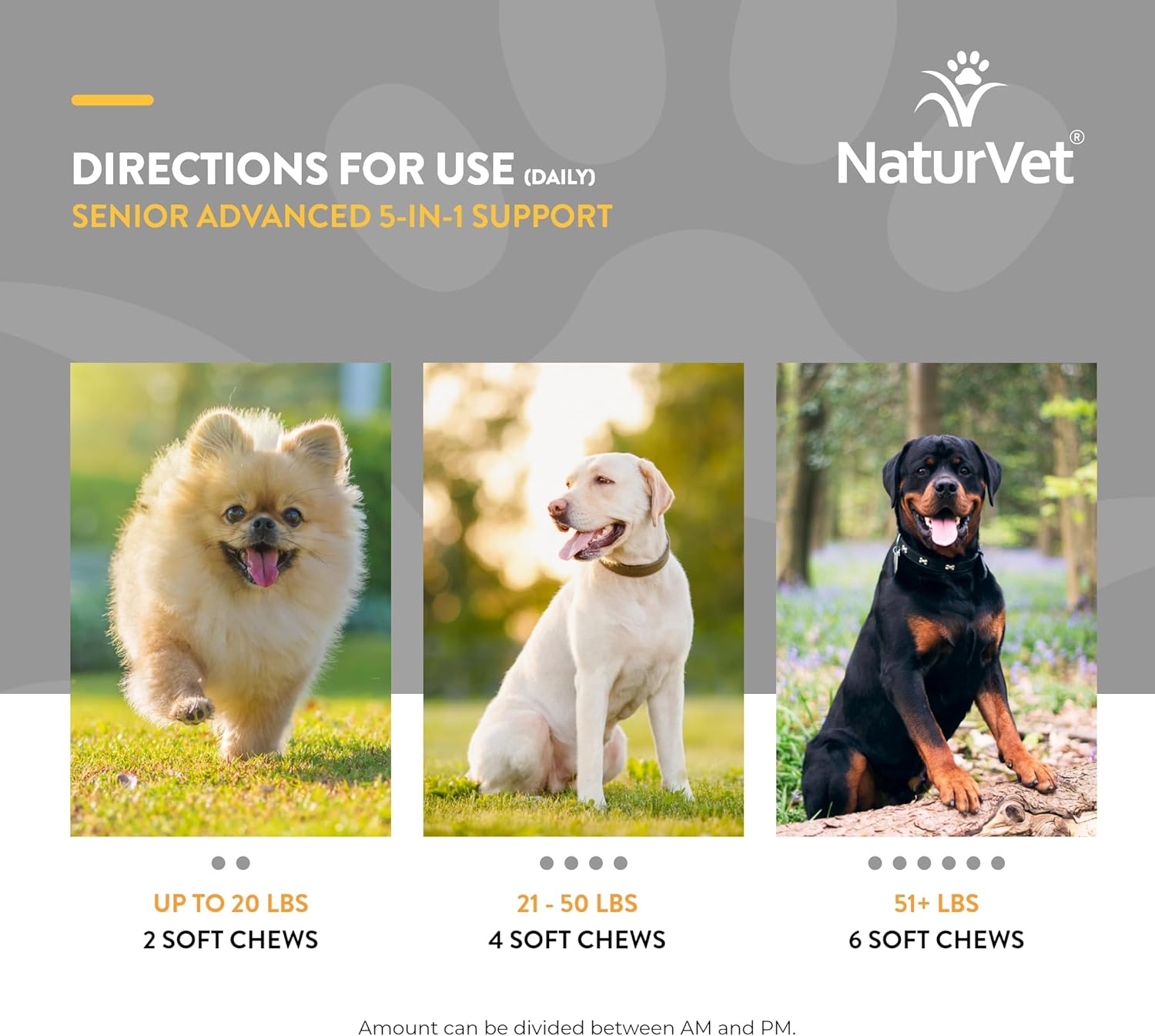 NaturVet Senior Dog Supplement with 5-in-1 Support for Immune System, Heart, Liver, Cognitive Function, and Eye Health - Includes Ginkgo Biloba and Lutein - 60 Ct.