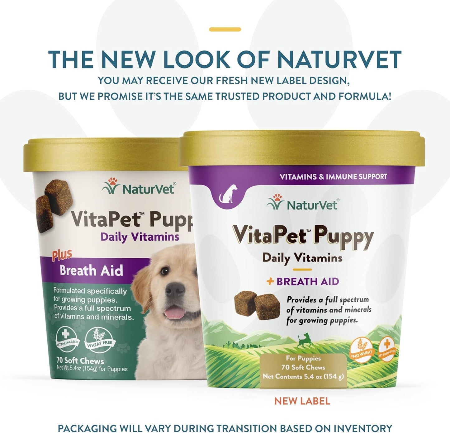 NaturVet VitaPet Puppy Daily Vitamins with Breath Aid - Essential Nutrients for Puppies (70 Soft Chews)