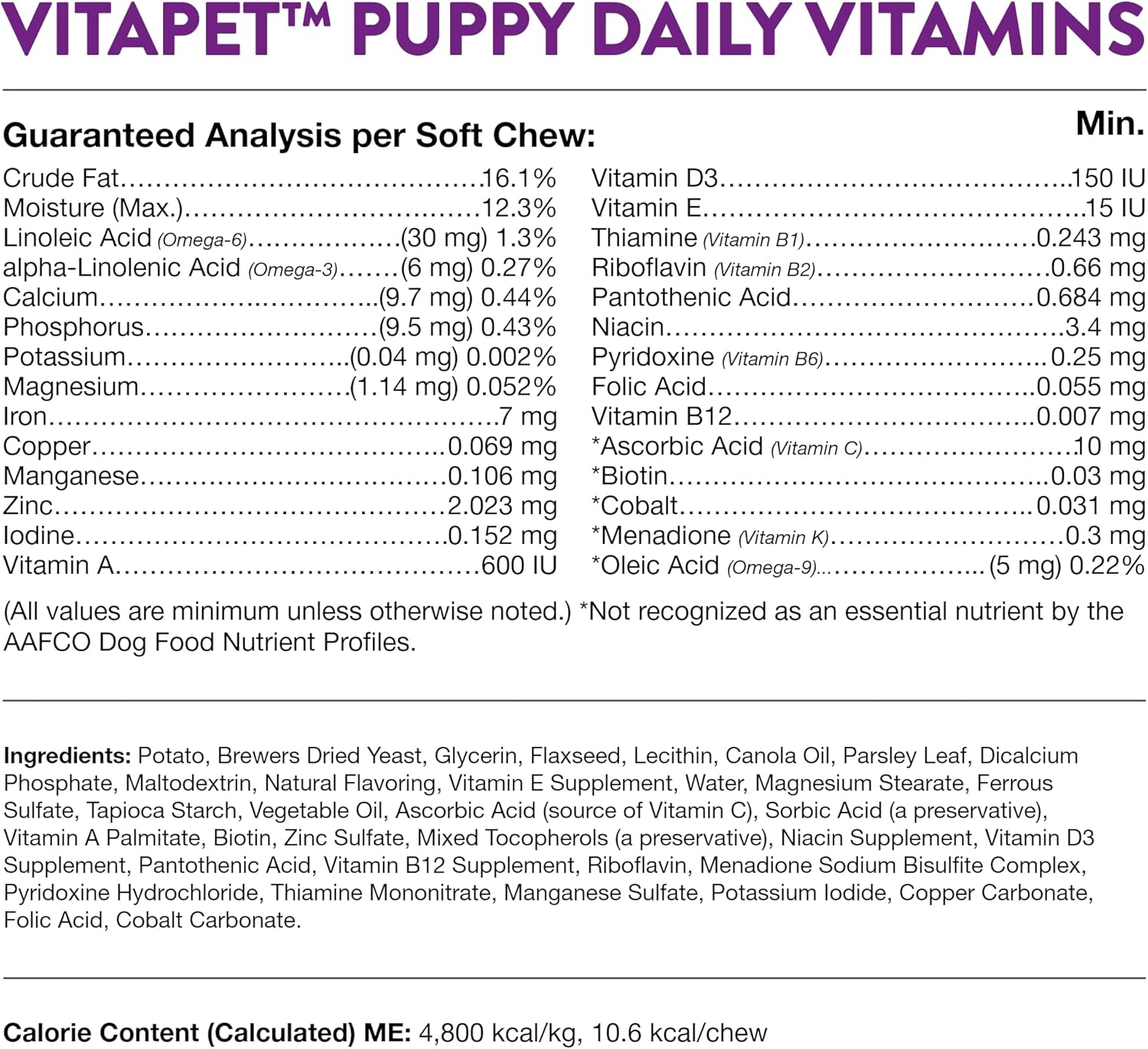 NaturVet VitaPet Puppy Daily Vitamins with Breath Aid - Essential Nutrients for Puppies (70 Soft Chews)