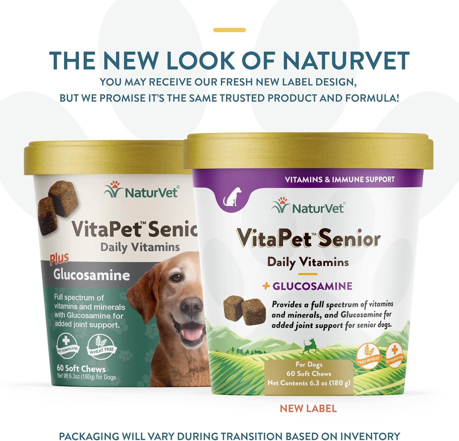 NaturVet VitaPet Senior Dog Vitamins with Glucosamine, 60 Soft Chews - Made in USA