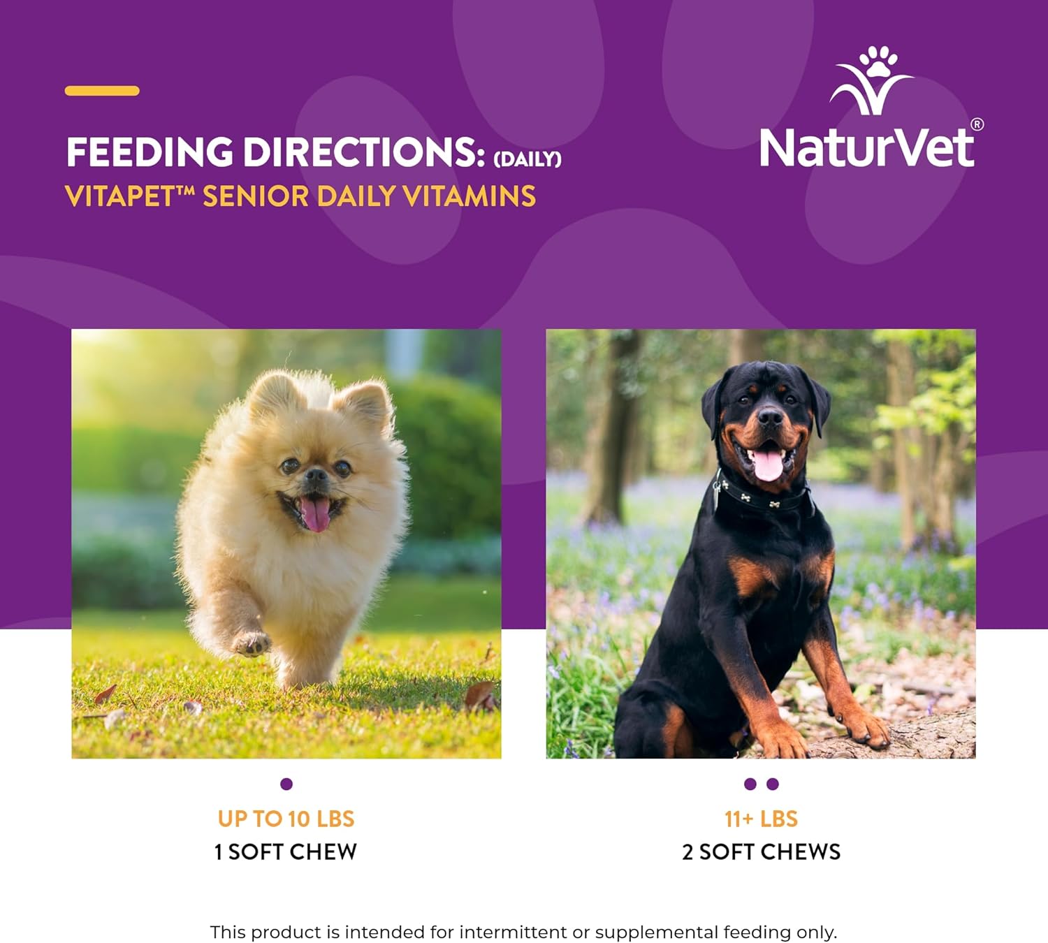 NaturVet VitaPet Senior Dog Vitamins with Glucosamine, 60 Soft Chews - Made in USA