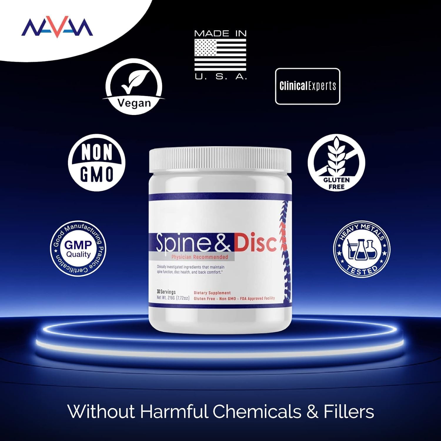 Navan Bone Strength & Density Supplement Powder with Calcium, Phosphorus, Vitamin D, Glucosamine, Chondroitin, MSM, & Turmeric