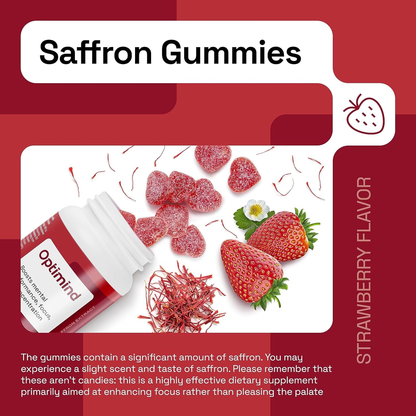 NAVEH PHARMA® OptiMind - Focus Supplement for Kids | Natural Saffron Supplements | Memory and Mood Support Gummies