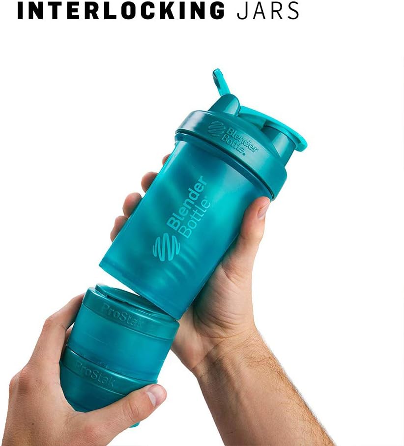 Navy 22-Ounce BlenderBottle Shaker Bottle with Protein Powder Storage and Pill Organizer, ProStak System
