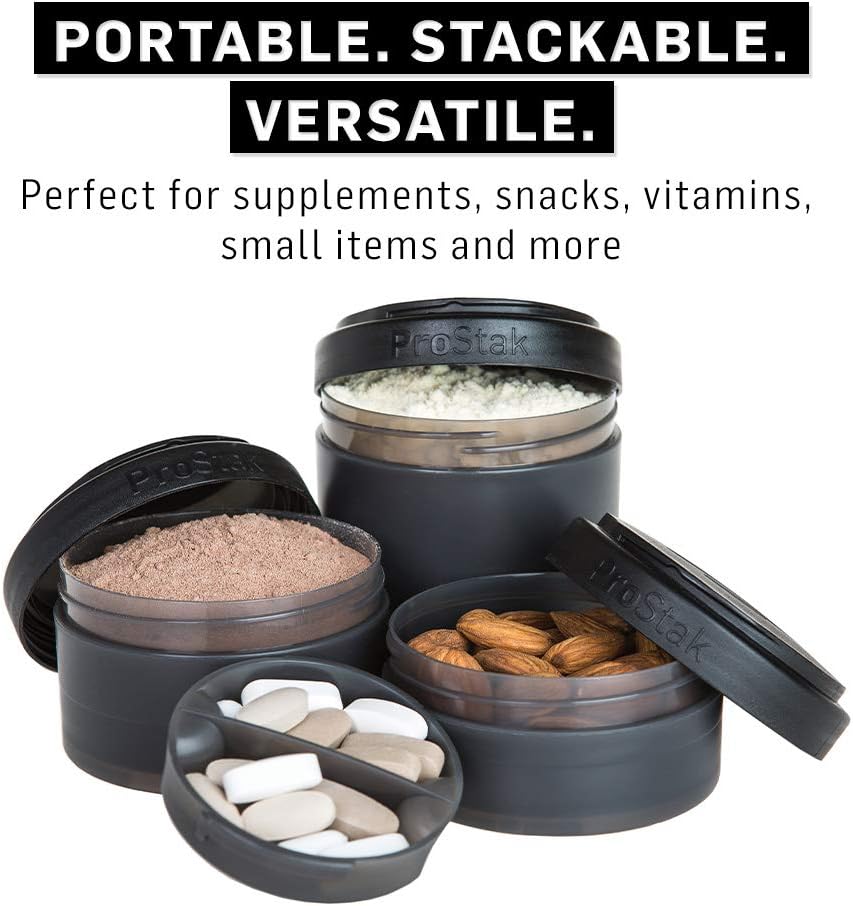 Navy 22-Ounce BlenderBottle Shaker Bottle with Protein Powder Storage and Pill Organizer, ProStak System