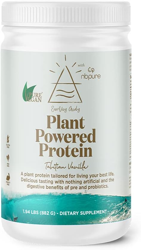 nbpure Earthy Andy Vanilla Plant Powered Protein Powder - Gluten-Free, Non-GMO, Cruelty Free - 30 Servings