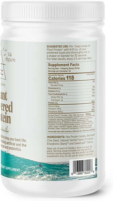 nbpure Earthy Andy Vanilla Plant Powered Protein Powder - Gluten-Free, Non-GMO, Cruelty Free - 30 Servings