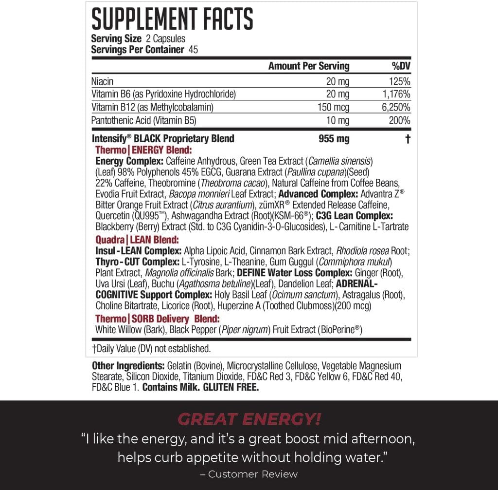 NDS Nutrition Black Thermogenic Blend Capsules - Metabolism Booster for Fat Loss, Appetite Suppression, and Muscle Definition - 90 Capsules