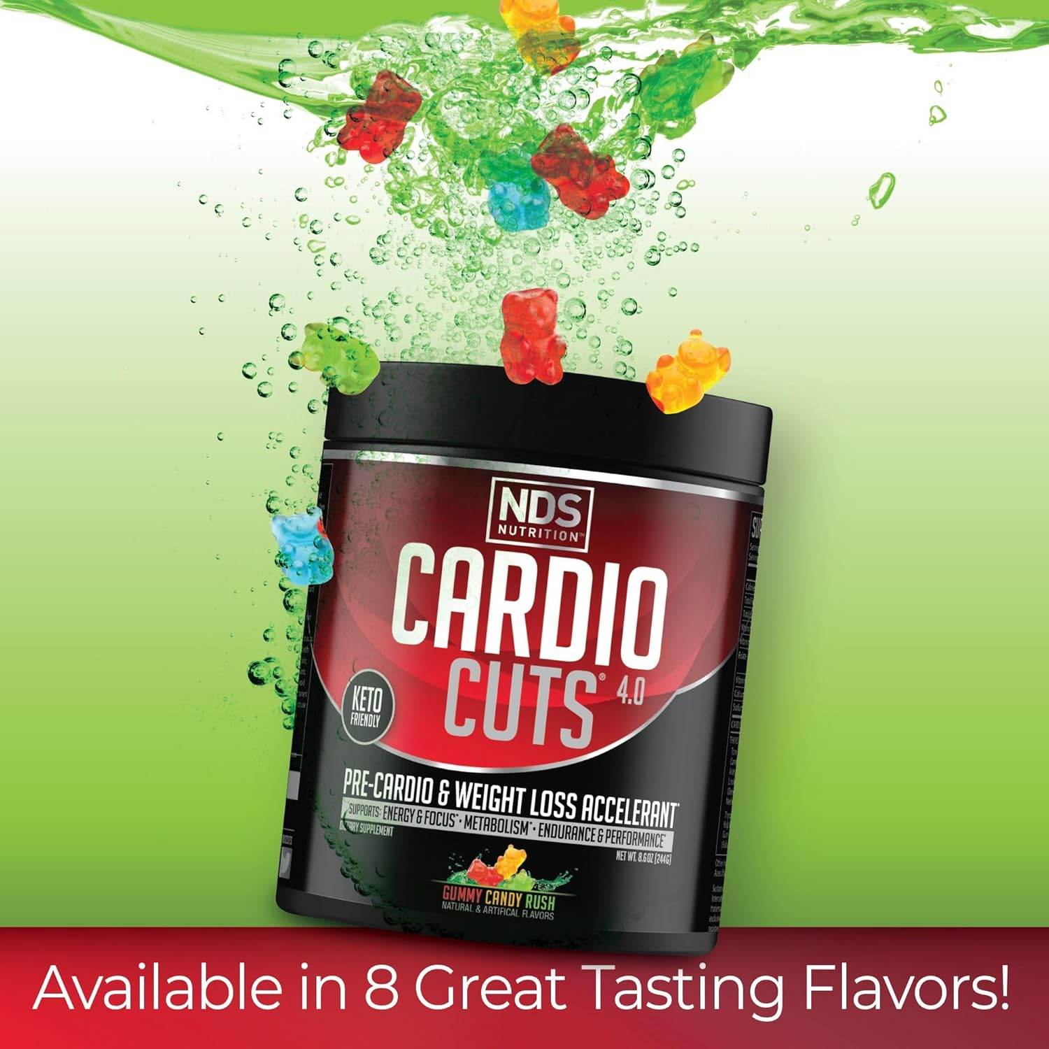 NDS Nutrition Cardio Cuts 4.0 Gummy Candy Rush - 20 Servings, Energy & Endurance Supplement