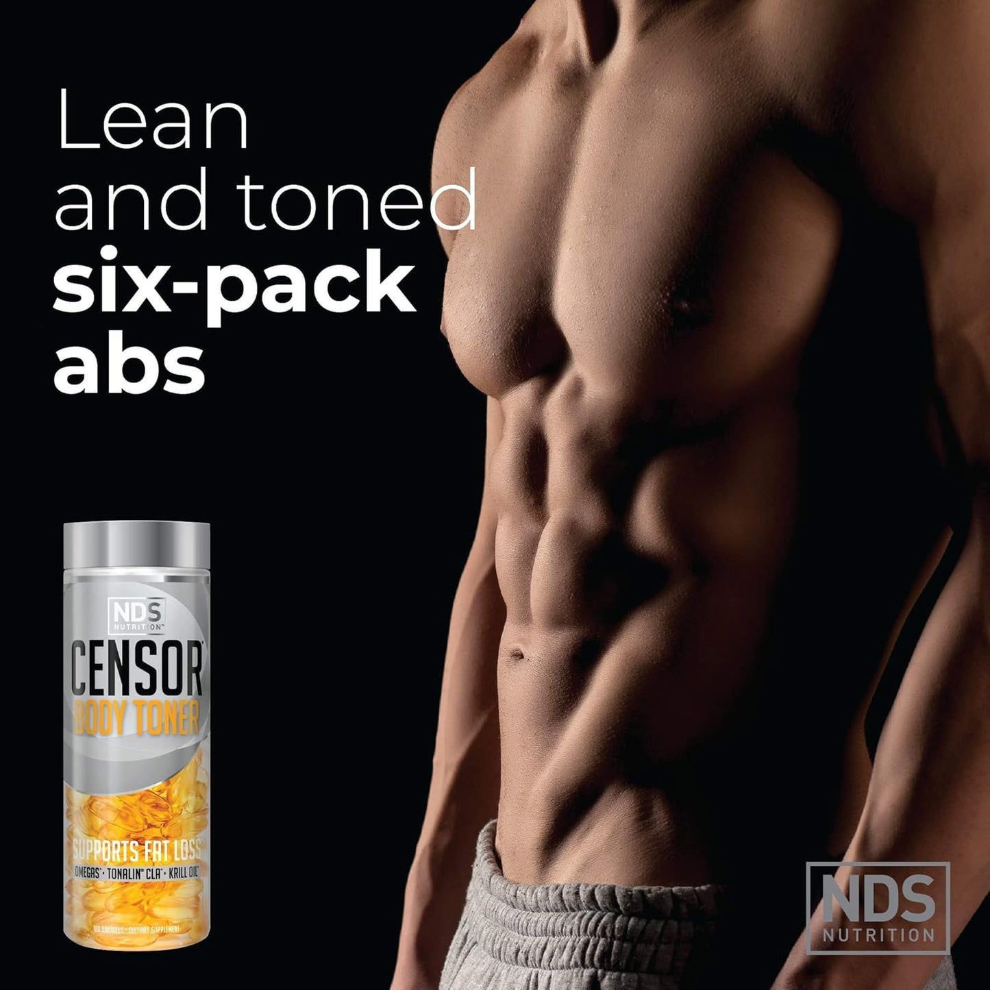 NDS Nutrition Fat Loss and Body Toner Supplement - CLA, Fish Oil, Safflower, Omega 3-6-9 Blend - 90 Softgels for Energy and Health