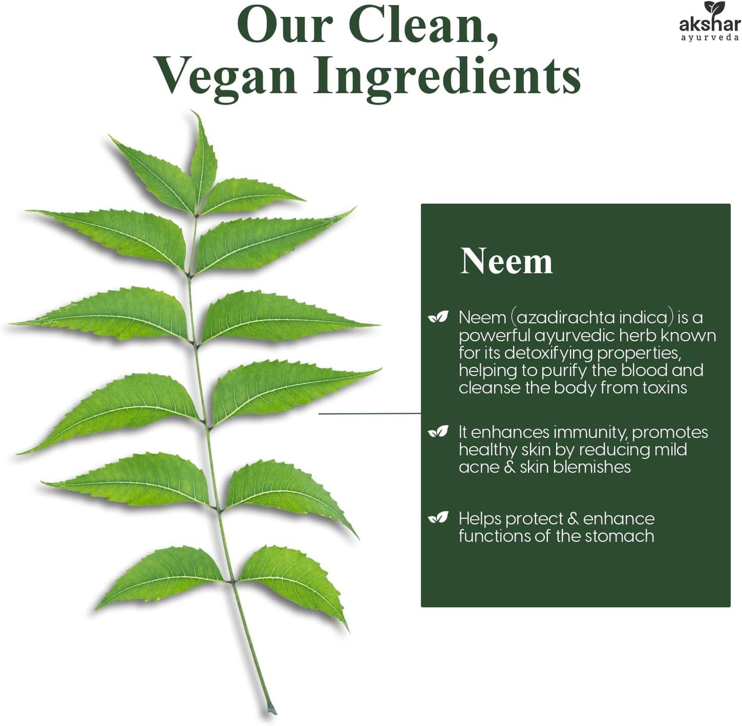 Neem Capsules with Extract & Leaf Powder - Herbal Supplement for Clear Skin & Detox - Vegan Neem Leaf Capsules (60 Count)